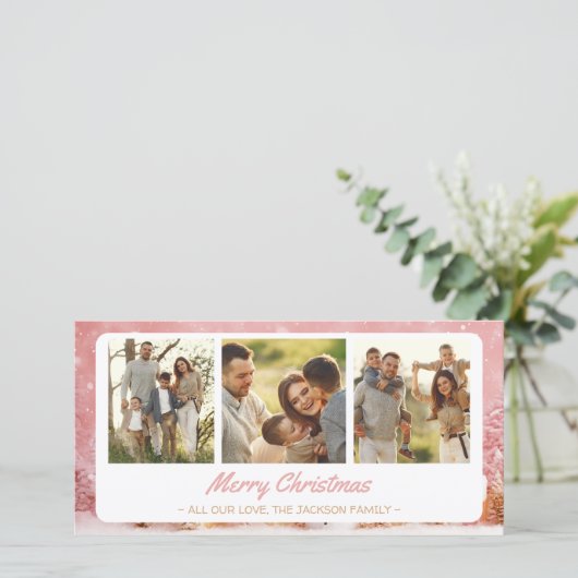 Whimsical Winter Wonderland 3 Foto Kerst Kaart (Staand voorkant)