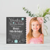 Whimsical Winter Wonderland Blauwgroen Fotodag Kaart (Staand voorkant)