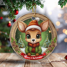 Whimsical Winter Wonderland Bosdieren 🦌🎄 Keramisch Ornament