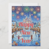 Whimsical Winter Wonderland Fireworks greeting Feestdagenkaart (Voorkant)