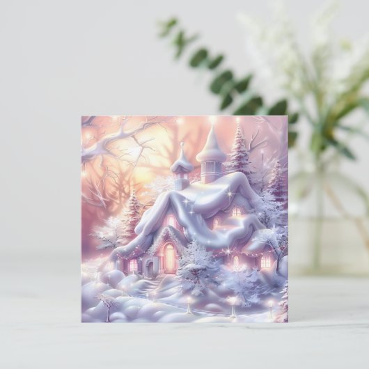 Whimsical Winter Wonderland House Kerstmis Feestdagenkaart (Staand voorkant)
