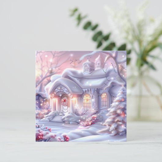 Whimsical Winter Wonderland House Kerstmis Feestdagenkaart (Staand voorkant)