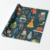 Whimsical Winter Wonderland Kerstmis Cadeaupapier (Uitgerold)