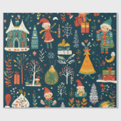 Whimsical Winter Wonderland Kerstmis Cadeaupapier (Vlak)