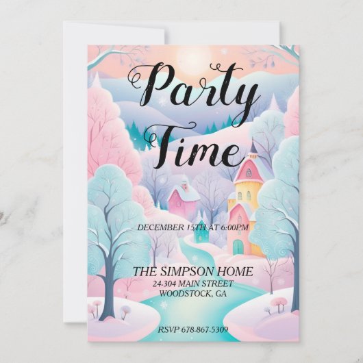 Whimsical Winter Wonderland Kerstuitnodiging Kaart (Voorkant)
