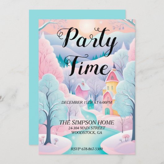 Whimsical Winter Wonderland Kerstuitnodiging Kaart (Voorkant / Achterkant)