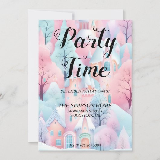 Whimsical Winter Wonderland Kerstuitnodiging Kaart (Voorkant)