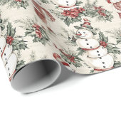 Whimsical Winter Wonderland met  Sneeuwman Cadeaupapier (Rol Hoek)