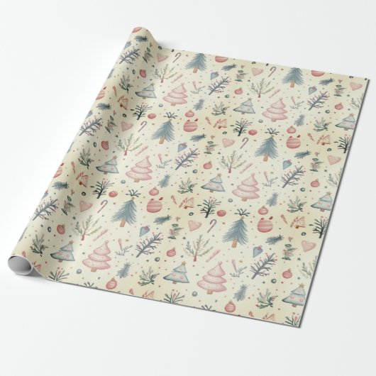 "Whimsical Winter Wonderland Pattern" Cadeaupapier (Uitgerold)