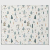Whimsical Winter Wonderland Sneeuwman, Kerstmis Cadeaupapier (Vlak)