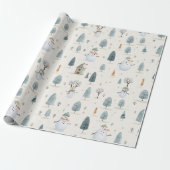 Whimsical Winter Wonderland Sneeuwman, Kerstmis Cadeaupapier (Uitgerold)