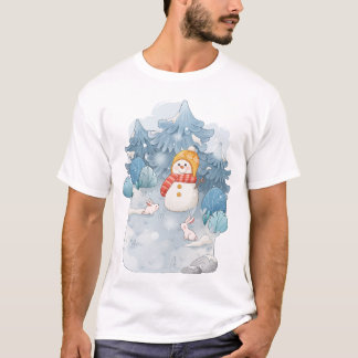 Whimsical Winter Wonderland Snowman Mannen T-Shirt