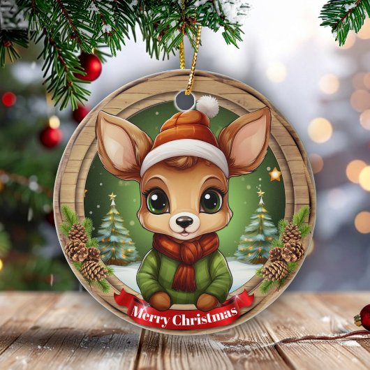 Whimsical Winter Wonderland Woodland Wildlife 🦌🎄 Keramisch Ornament
