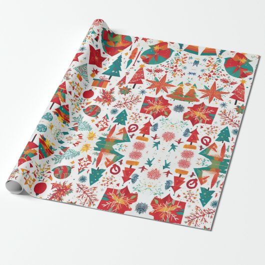 Whimsical Winter Wonders Wrapping Paper Cadeaupapier (Uitgerold)