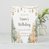 Whimsical Winter Woodland Birthday Invitation Kaart (Staand voorkant)