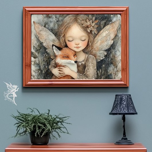 Whimsical Winter Woodland Fairy & Fox Nursery Art Poster