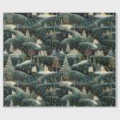 Whimsical Winter Woodland Kerstmis Cadeaupapier (Vlak)