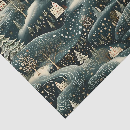 Whimsical Winter Woodland Kerstmis Decoupage Tissuepapier (Detail)