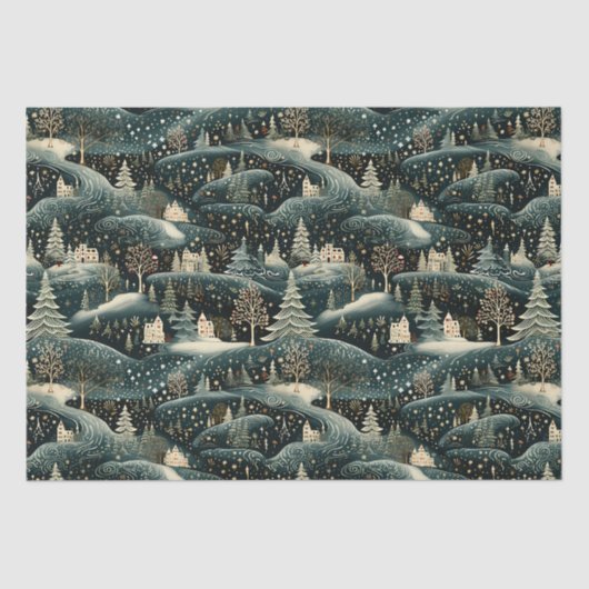 Whimsical Winter Woodland Kerstmis Decoupage Tissuepapier (Voorkant)