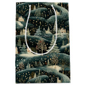 Whimsical Winter Woodland Kerstvakantie Medium Cadeauzakje (Voorkant)