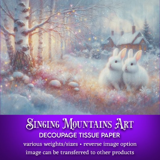 Whimsical Winter Woodland Rabbits Decoupage Tissuepapier