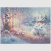Whimsical Winter Woodland Rabbits Decoupage Tissuepapier (Voorkant)
