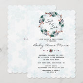 Whimsical Winter Wreath Sip & See Baby shower Kaart (Voorkant / Achterkant)