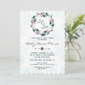 Whimsical Winter Wreath Sip & See Baby shower Kaart (Staand voorkant)