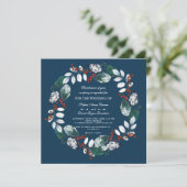 Whimsical Winter Wreath Wedding Kaart (Staand voorkant)