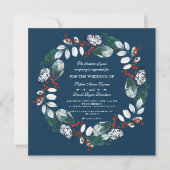 Whimsical Winter Wreath Wedding Kaart (Voorkant)