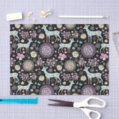 Whimsical Winterherten en Sneeuwvlokken Patroon Zw Tissuepapier (Craft)