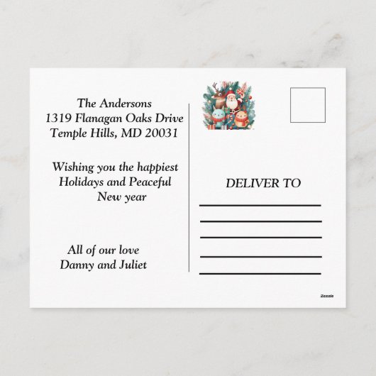 Whimsical Winter's Tale: voeg je warme wensen toe Feestdagenkaart (Achterkant)