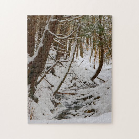 Whimsical Wintry Wooded Creek Bed Scene Legpuzzel (Verticaal)