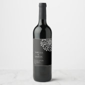Whimsical wit op zwart bloeien wijn etiket (Voorkant)