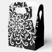 Whimsical wit op zwart bloeiende bruiloft bedankdoosjes (Geopend)