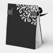 Whimsical wit op zwart bloeiende bruiloft bedankdoosjes (Achterkant)