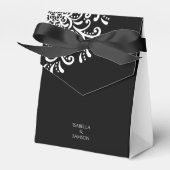 Whimsical wit op zwart bloeiende bruiloft bedankdoosjes (Voorkant Zijde)