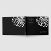 Whimsical wit op zwart bloeiende bruiloft gastenboek (Volledig)