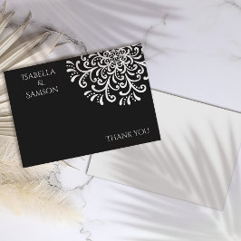 Whimsical Wit op Zwart Flourish Dank je kaart