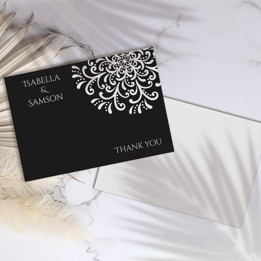 Whimsical Wit op Zwart Flourish Dank je kaart