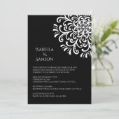 Whimsical wit op zwart Flourish Wedding Kaart (Staand voorkant)