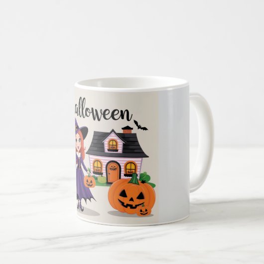 Whimsical Witch Art voor Spooky Celebrations Koffiemok (Voorkant rechts)