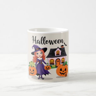 Whimsical Witch Art voor Spooky Celebrations Koffiemok