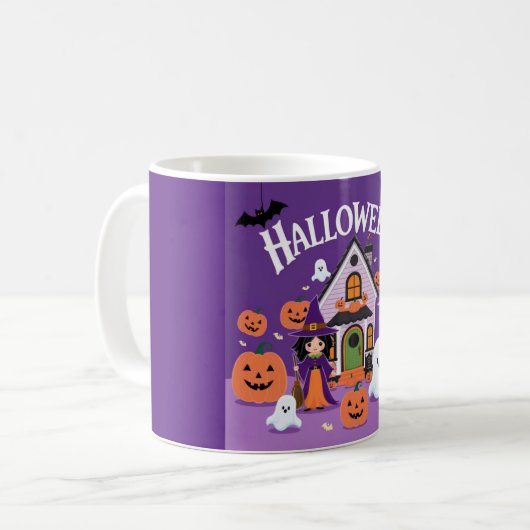 Whimsical Witch Art voor Spooky Celebrations Koffiemok (Voorkant links)