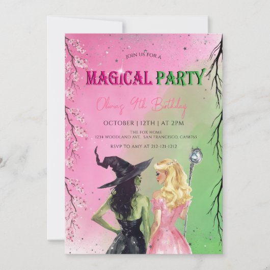 Whimsical Witch Birthday Party Kaart (Voorkant)