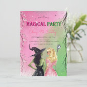Whimsical Witch Birthday Party Kaart (Staand voorkant)