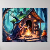 Whimsical Witch Brewing Potion Halloween Poster (Voorkant)