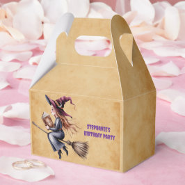 Whimsical Witch Flying Broom Girl Verjaardagsfeest Bedankdoosjes