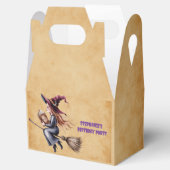 Whimsical Witch Flying Broom Girl Verjaardagsfeest Bedankdoosjes (Geopend)