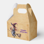 Whimsical Witch Flying Broom Girl Verjaardagsfeest Bedankdoosjes (Voorkant Zijde)